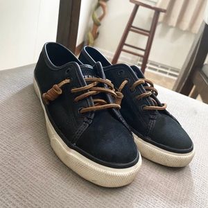 Black Leather Sperry Slip-On Shoe